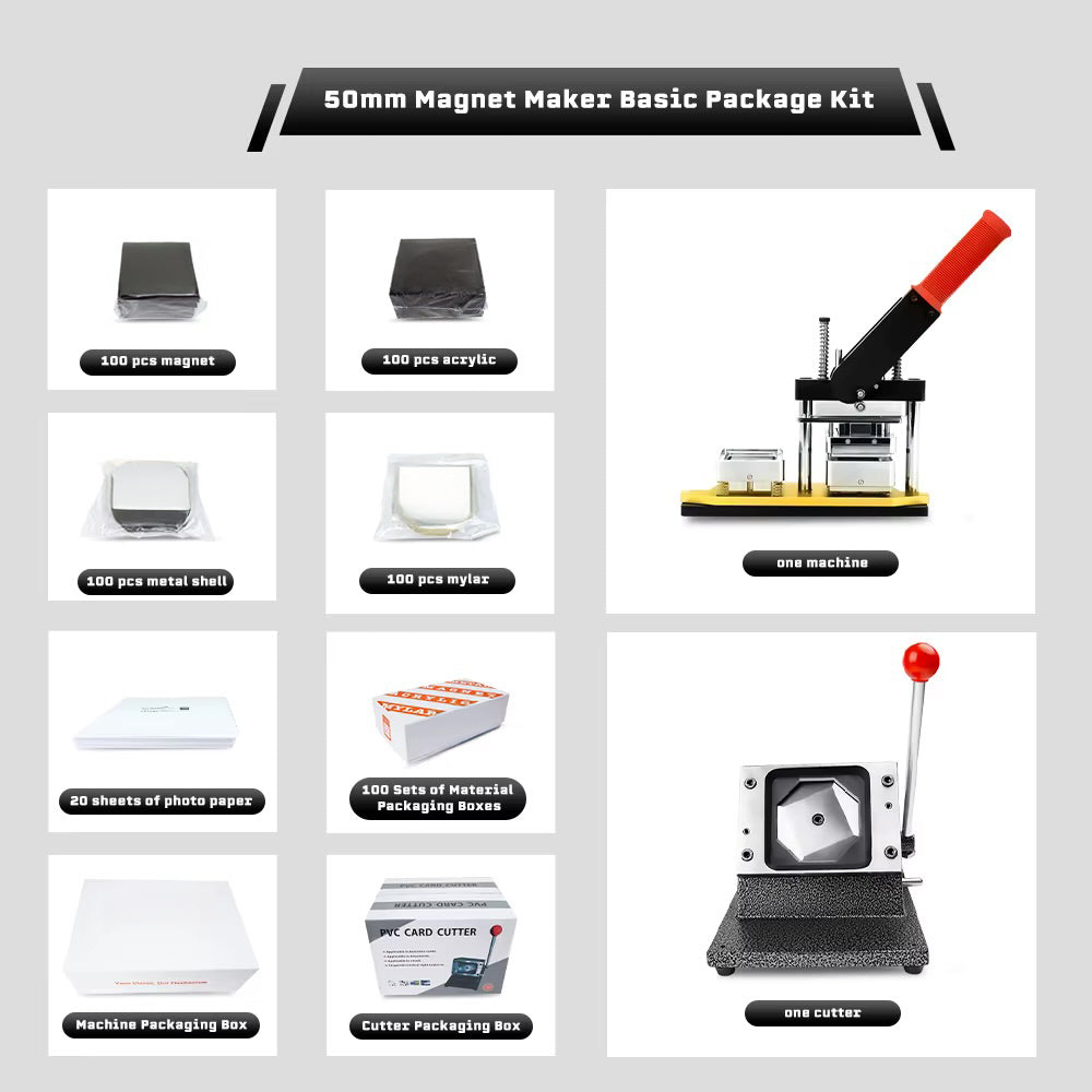 Magnet Button Maker Machine Set 2x2" (Machine+Cutter+100 Magnets supplies)