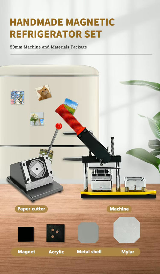 Magnet Button Maker Machine Set 2x2" (Machine+Cutter+100 Magnets supplies)