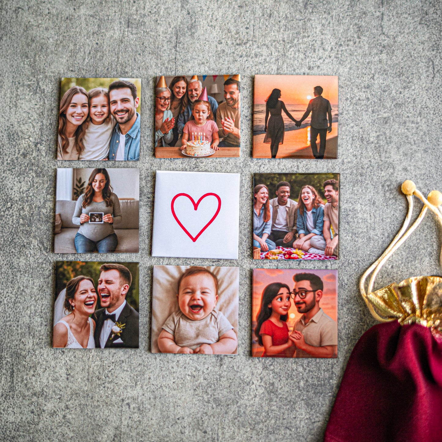 Custom Photo Magnets – Set of 6-15 Square Magnets